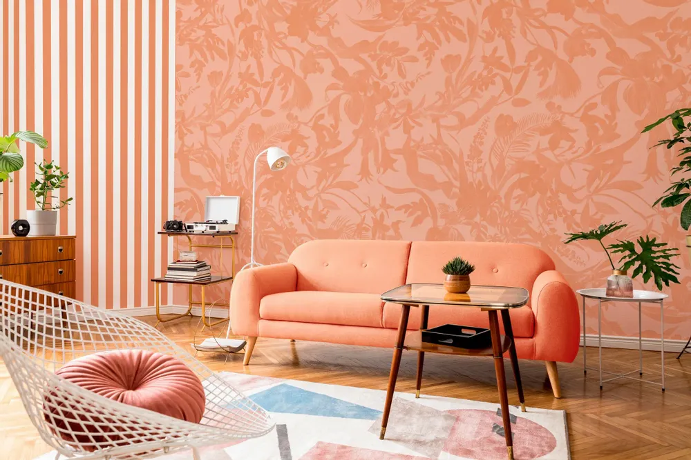 Tapestries - Panoramic Wallpaper Terracotta Harmony Stripes - LE PAPIERS DE NINON