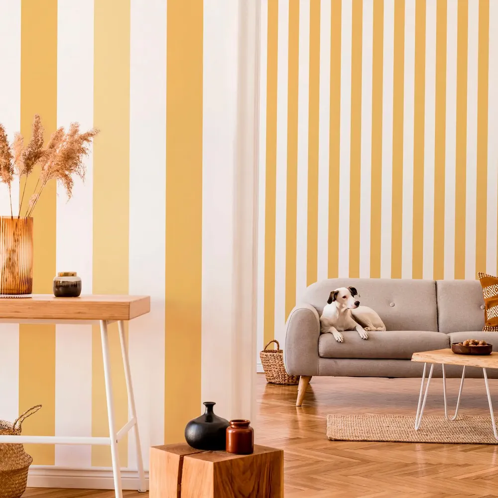 Tapisseries - Papier peint à Rayures Majestueuses - ocre - LE PAPIERS DE NINON