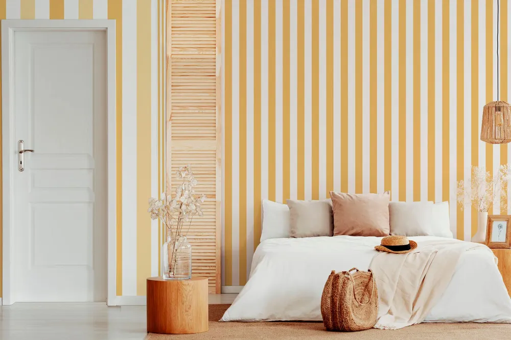 Tapisseries - Papier peint à Rayures Majestueuses - ocre - LE PAPIERS DE NINON