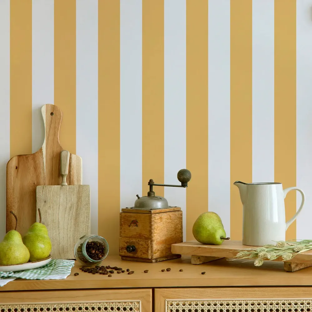 Tapisseries - Papier peint à Rayures Harmonie - ocre - LE PAPIERS DE NINON
