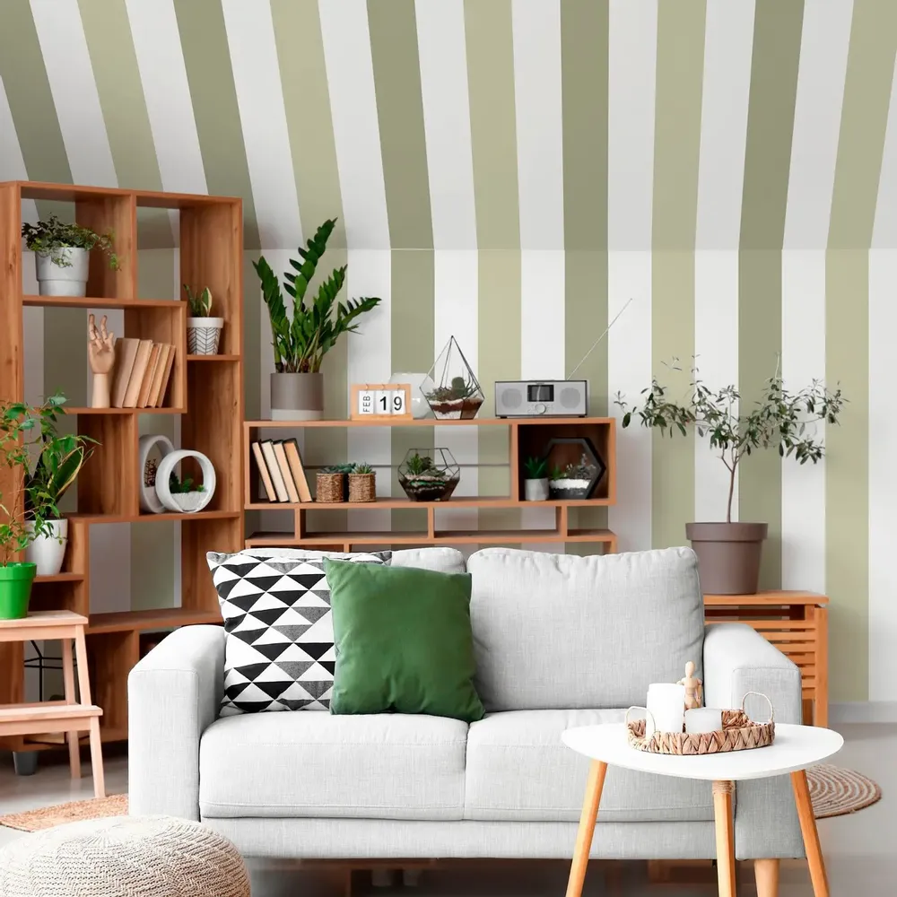 Tapisseries - Papier peint à Rayures Majestueuses - sauge - LE PAPIERS DE NINON