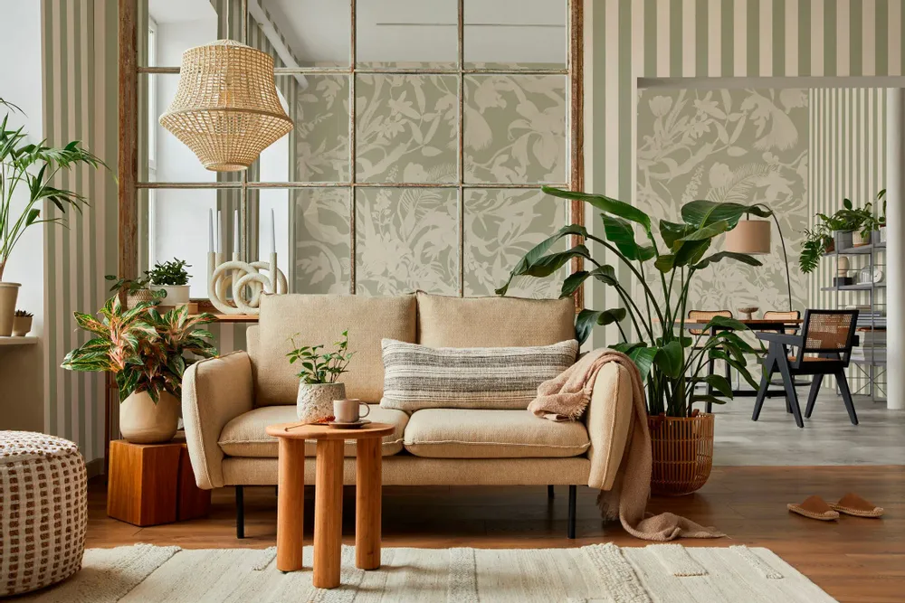 Tapestries - Duo Sage Striped Wallpaper - LE PAPIERS DE NINON