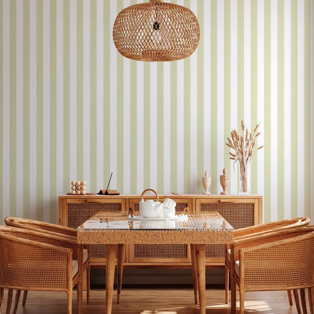 Tapisseries - Papier peint à Rayures Douces - vert - LE PAPIERS DE NINON