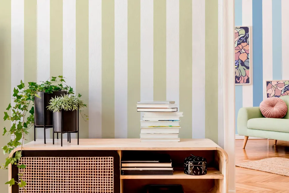 Tapisseries - Papier peint à Rayures Douces - vert - LE PAPIERS DE NINON