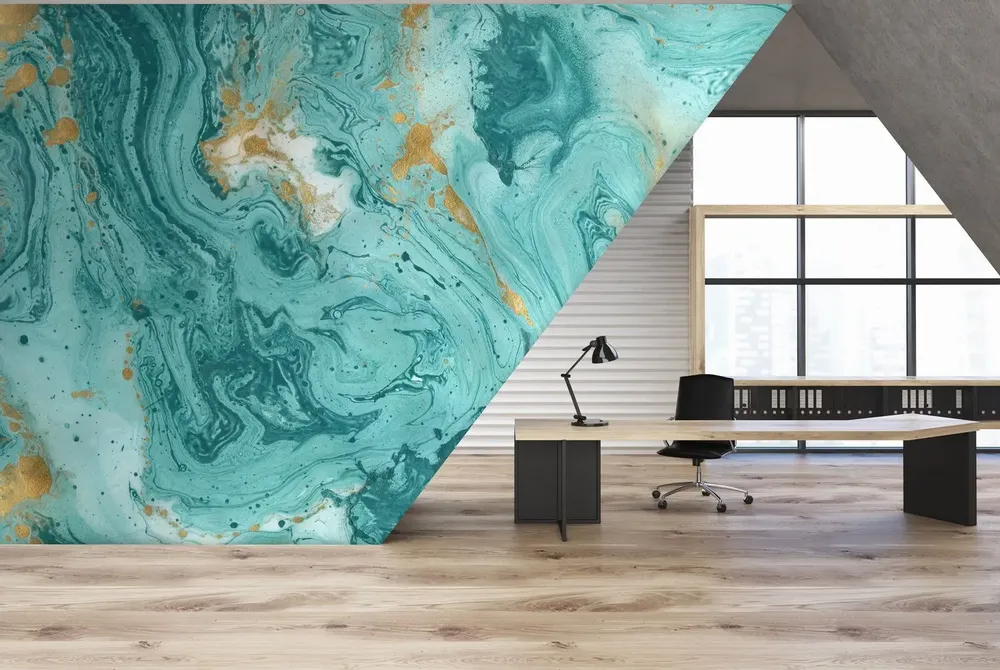 Tapisseries - Papier peint panoramique Turquoise Marble - LE PAPIERS DE NINON