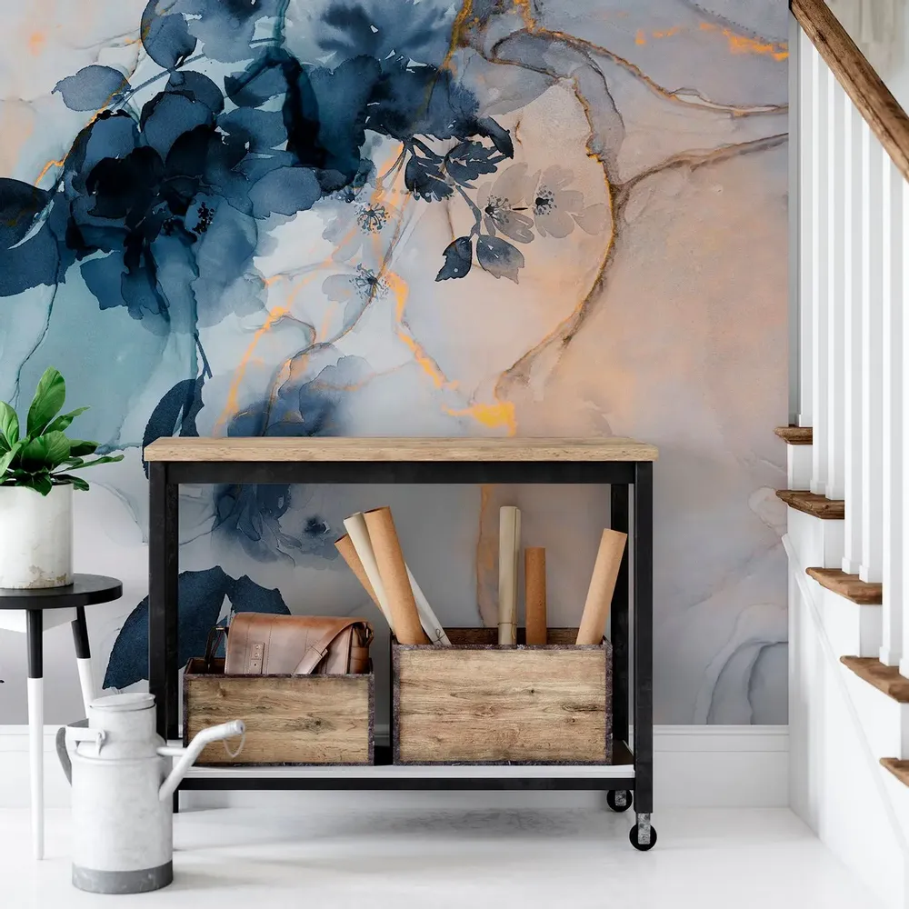 Tapisseries - Papier peint panoramique Marble&Flowers - LE PAPIERS DE NINON