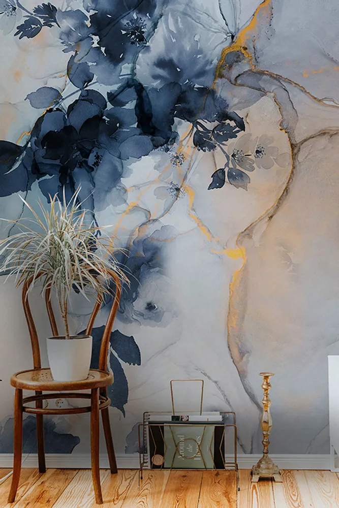 Tapisseries - Papier peint panoramique Marble&Flowers - LE PAPIERS DE NINON