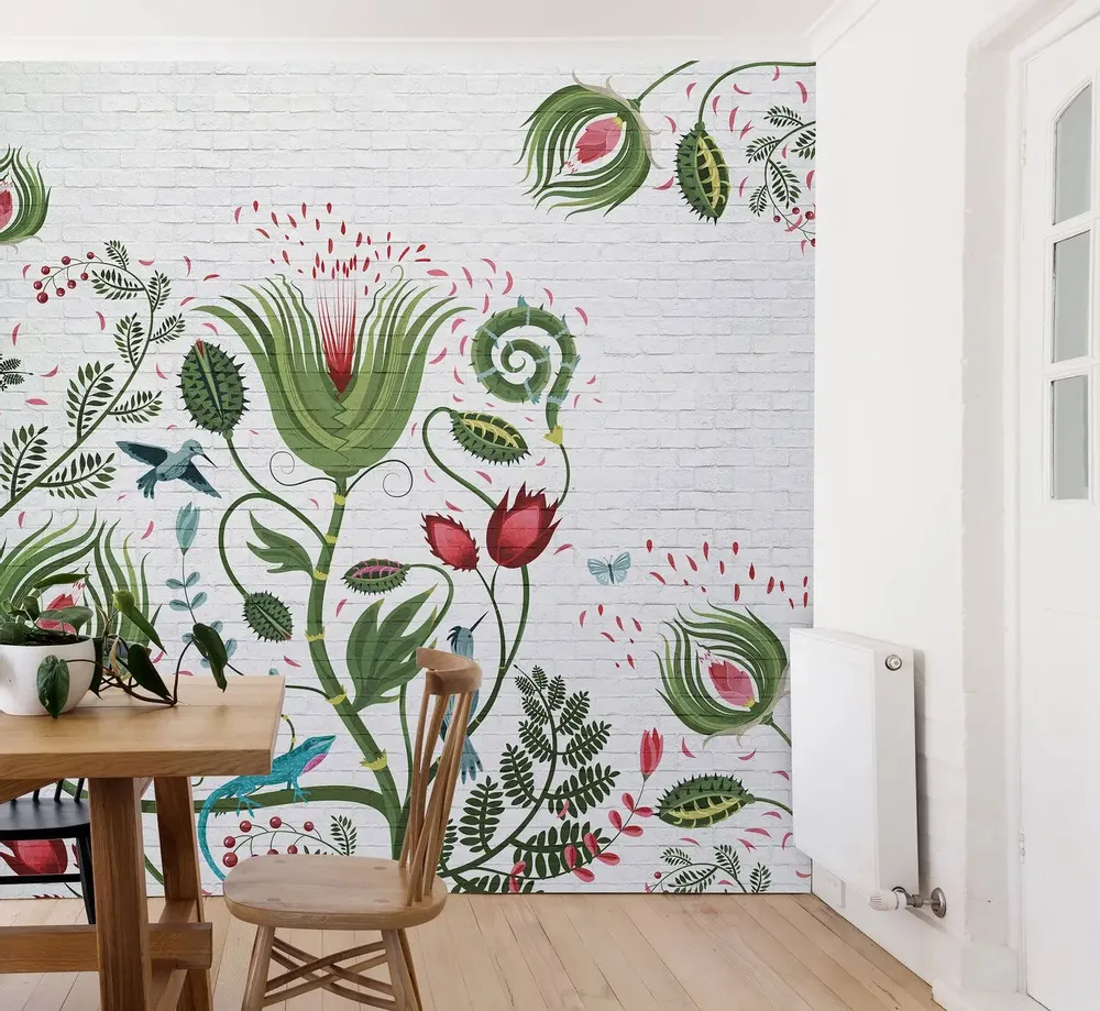 Tapestries - Panoramic Wallpaper Vegetal Bricks - LE PAPIERS DE NINON