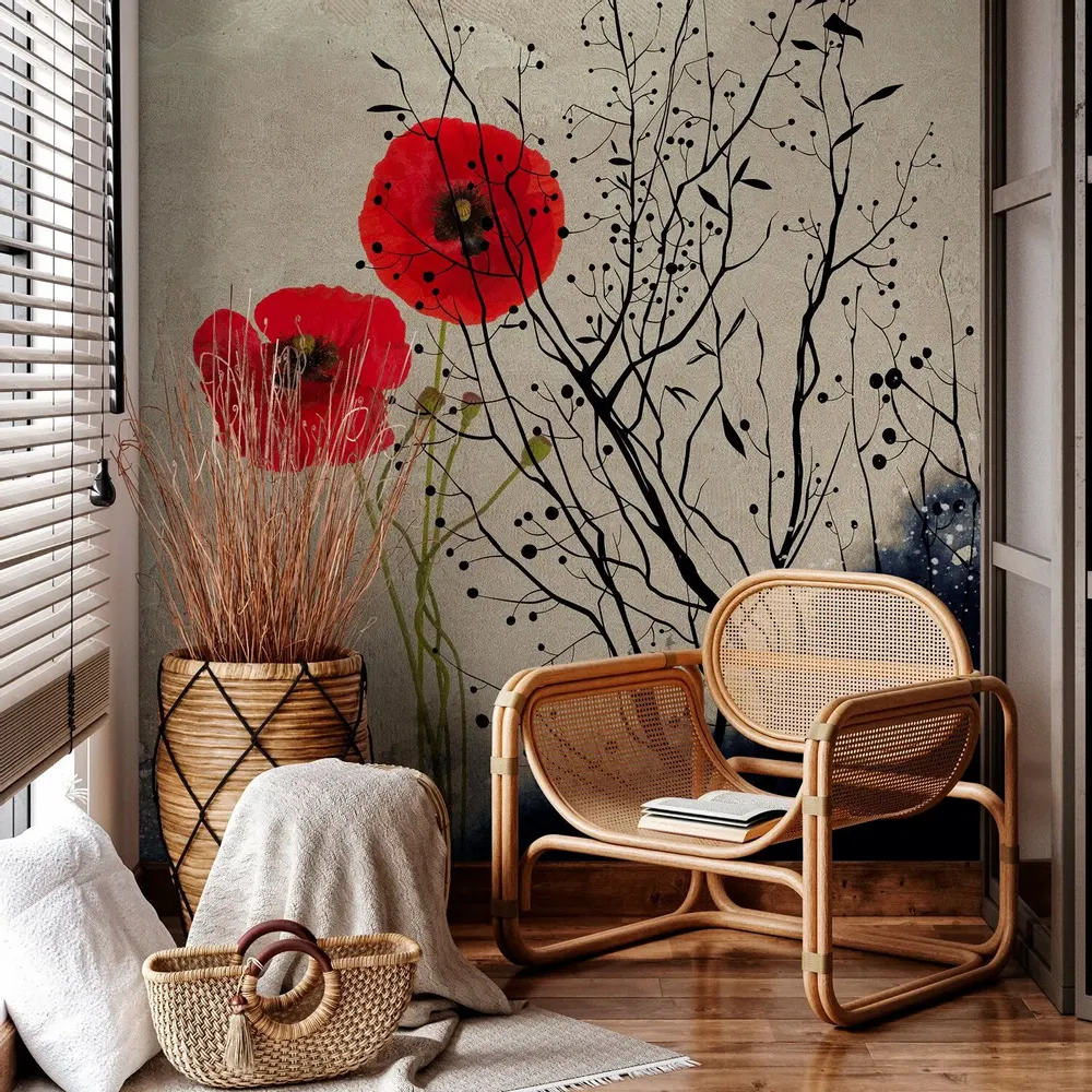 Tapisseries - Papier peint panoramique Poppies - LE PAPIERS DE NINON