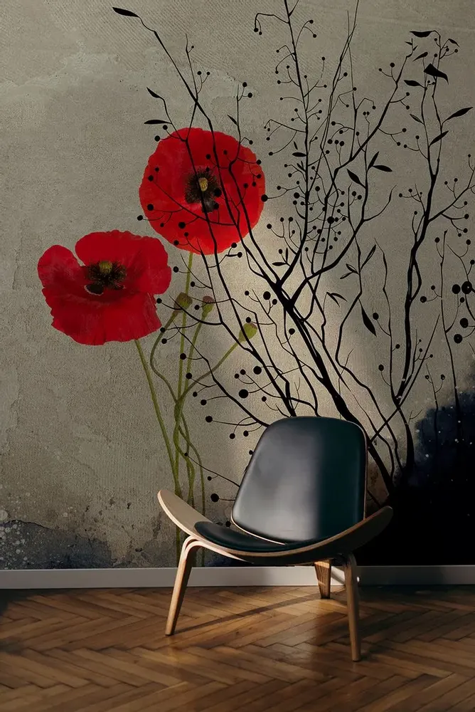 Tapisseries - Papier peint panoramique Poppies - LE PAPIERS DE NINON