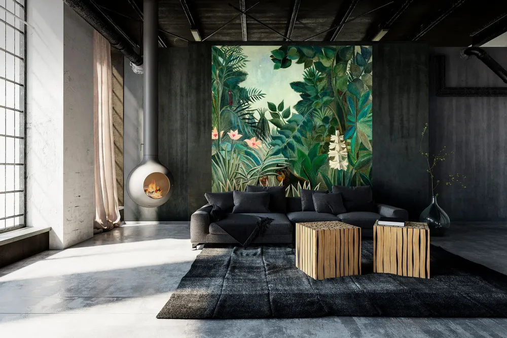 Tapestries - Equatorial Jungle Panoramic Wallpaper (Hj Rousseau) - LE PAPIERS DE NINON