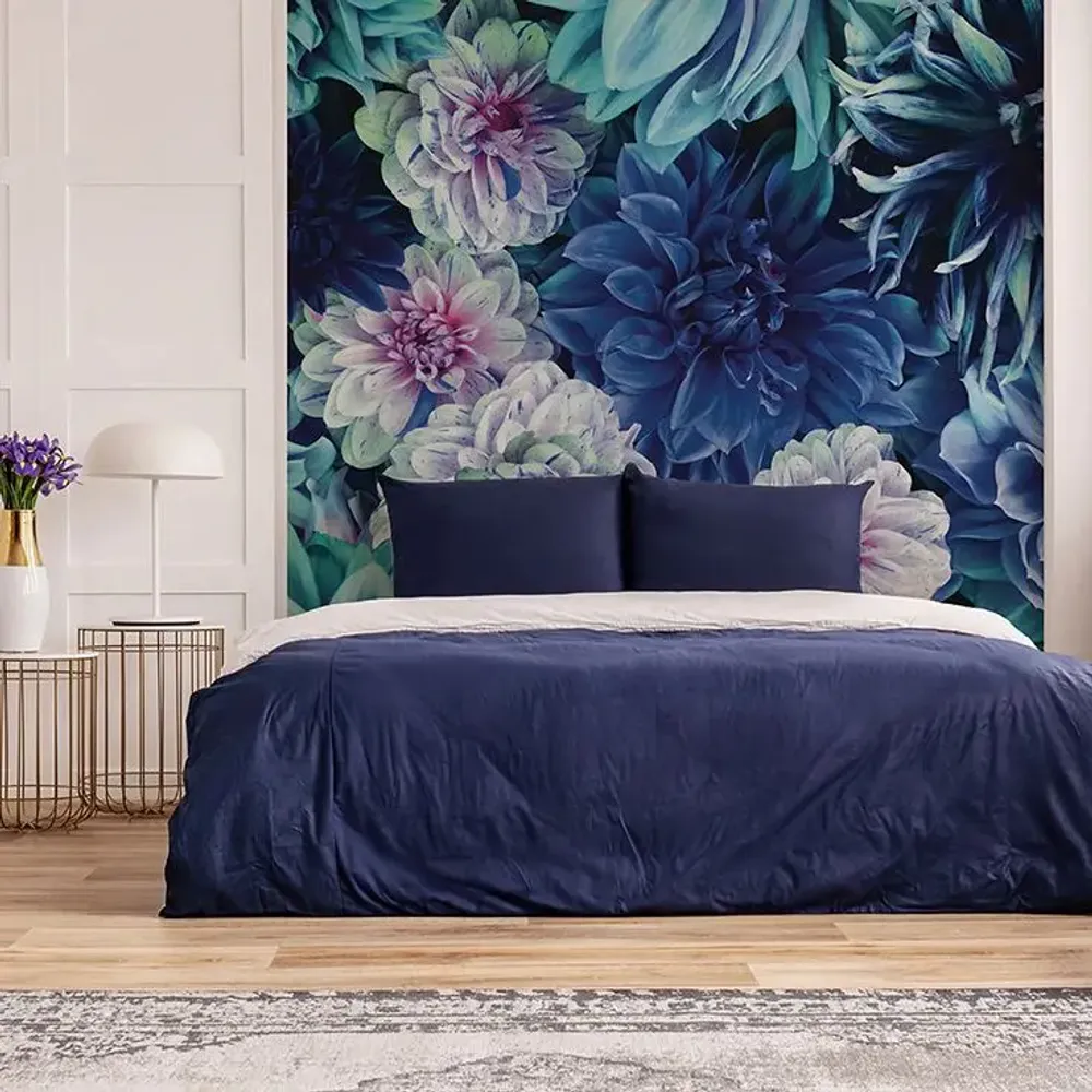 Tapisseries - Papier peint panoramique Dahlia Bleu - LE PAPIERS DE NINON