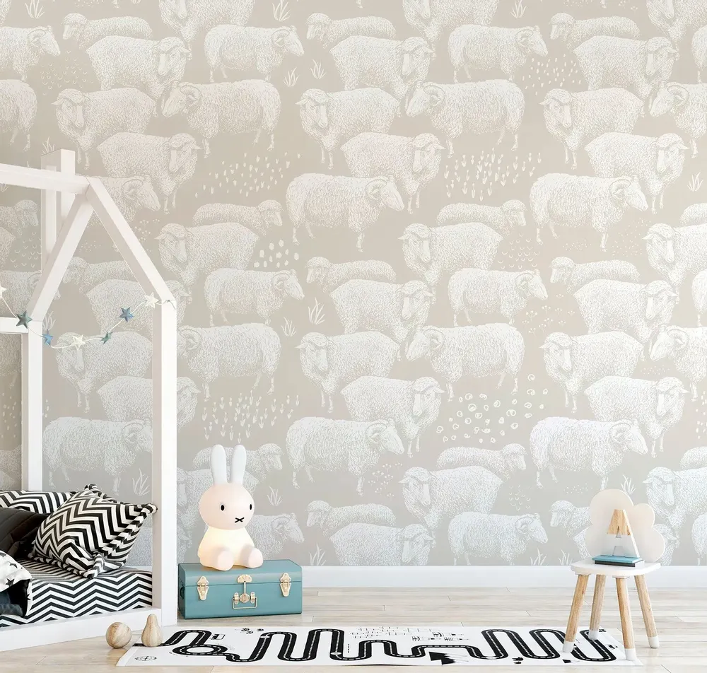 Tapisseries - Papier peint panoramique Bergerie - LE PAPIERS DE NINON