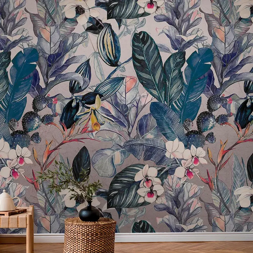 Tapisseries - Papier peint panoramique Opuntia Blue - LE PAPIERS DE NINON