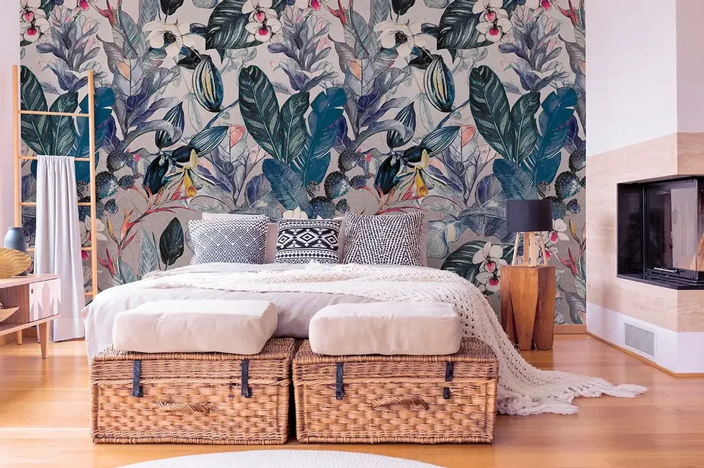 Tapisseries - Papier peint panoramique Opuntia Blue - LE PAPIERS DE NINON