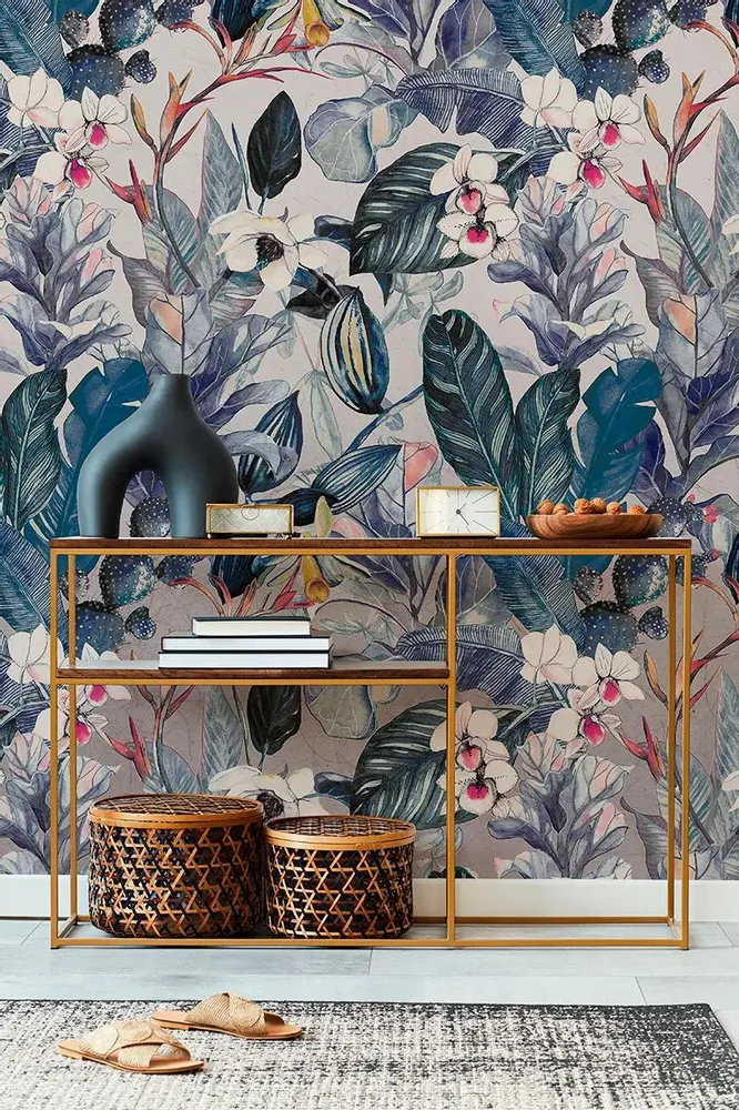 Tapisseries - Papier peint panoramique Opuntia Blue - LE PAPIERS DE NINON