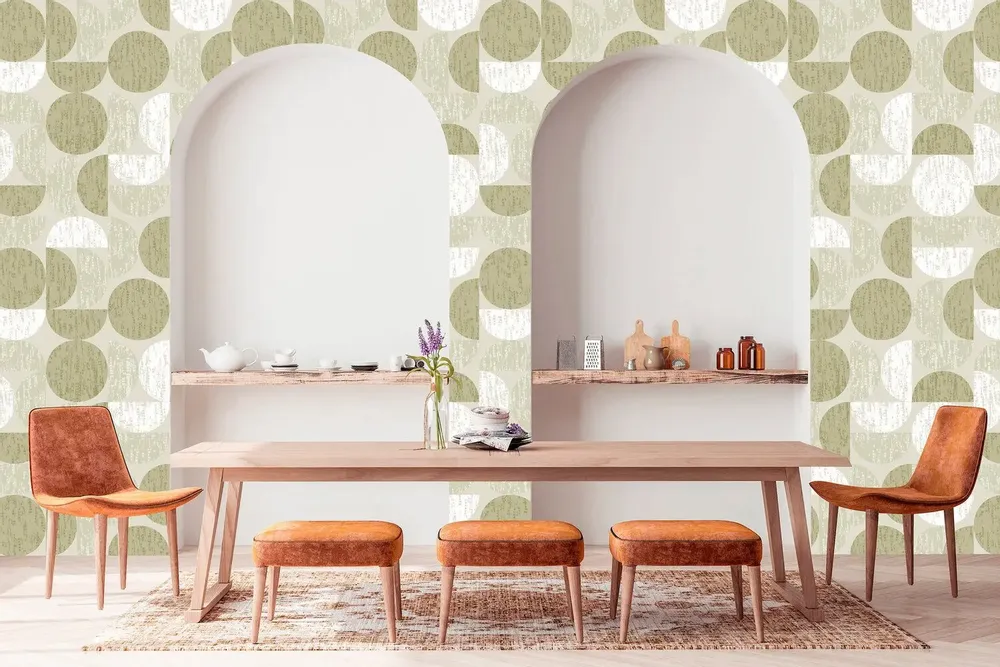 Tapisseries - Papier peint panoramique Groove - Sauge - LE PAPIERS DE NINON