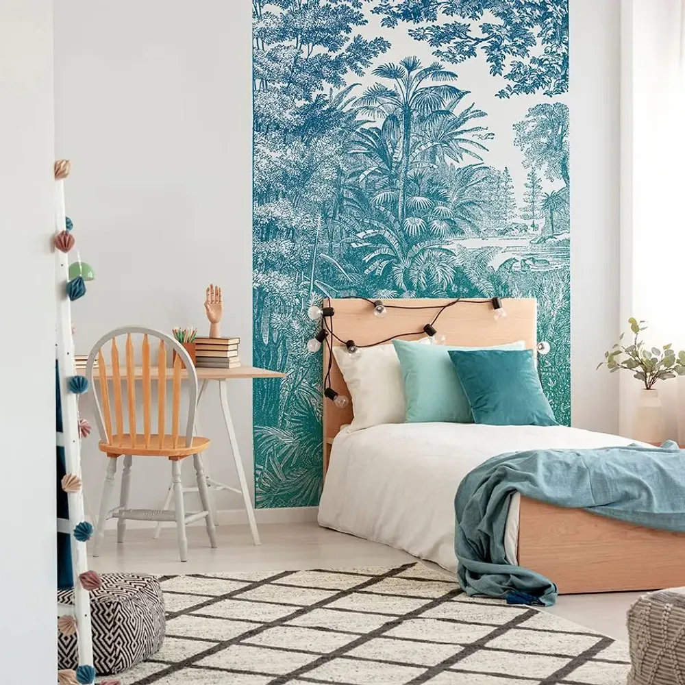 Tapisseries - Papier peint panoramique Araucaria - Bleu Vert - LE PAPIERS DE NINON