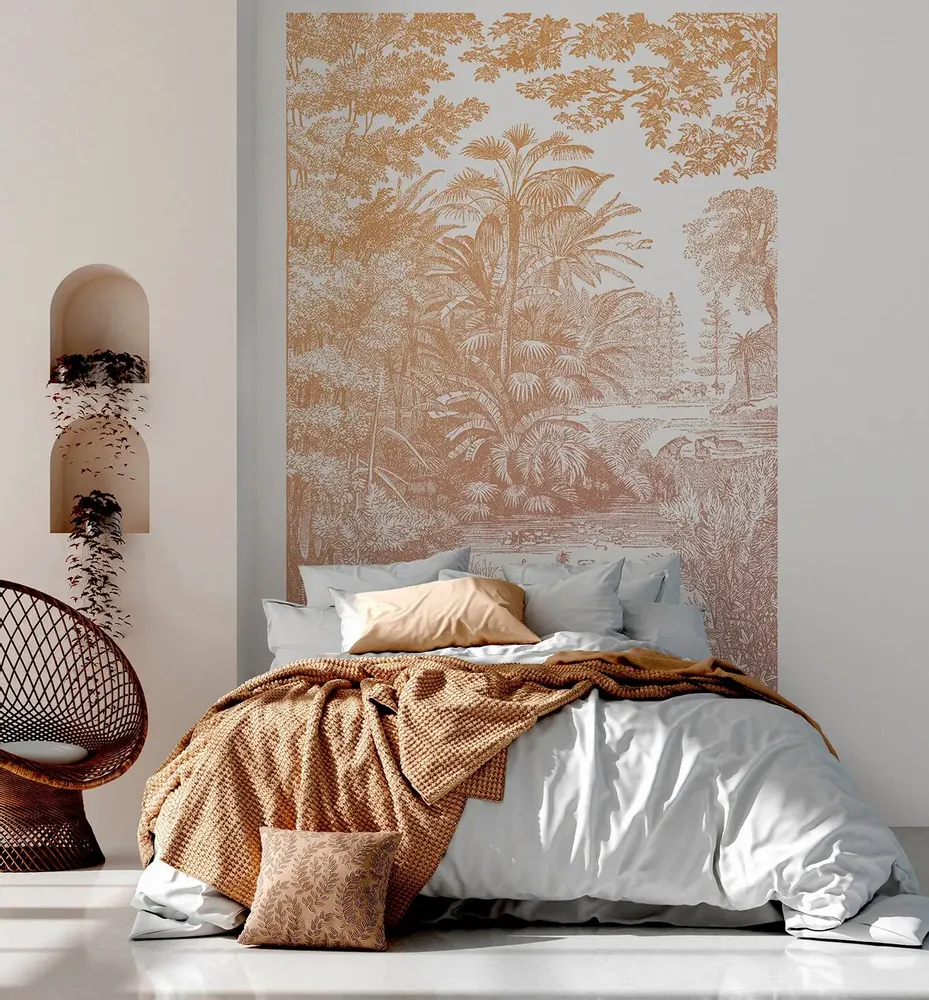 Tapisseries - Papier peint panoramique Araucaria - Ocre Rose - LE PAPIERS DE NINON