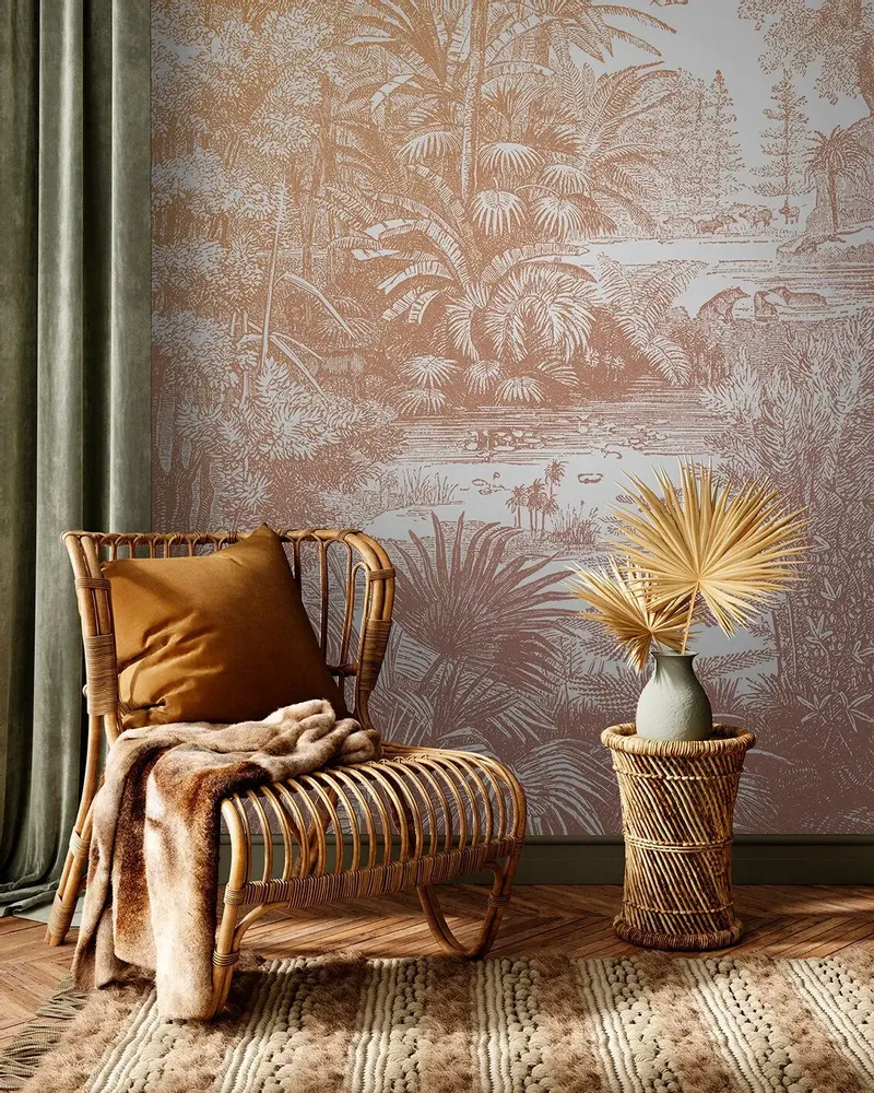 Tapisseries - Papier peint panoramique Araucaria - Ocre Rose - LE PAPIERS DE NINON