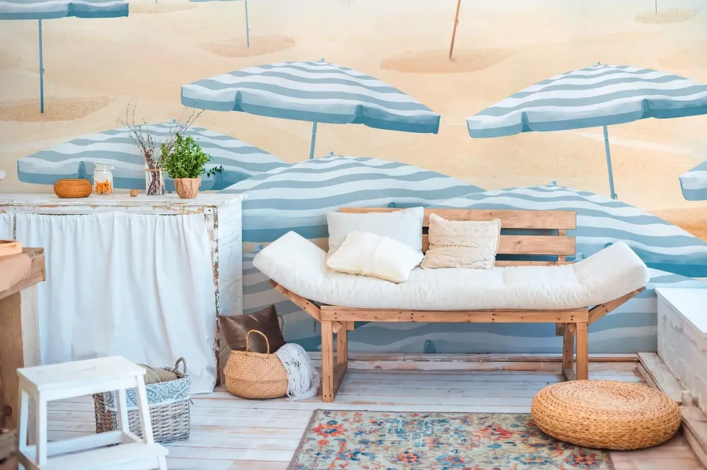 Tapestries - Azure panoramic wallpaper - LE PAPIERS DE NINON