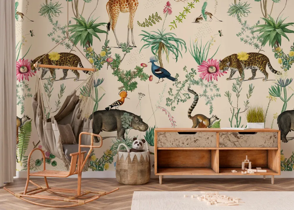 Tapestries - Panoramic Wallpaper Botanical Bestiary - LE PAPIERS DE NINON