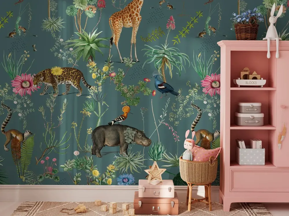 Tapisseries - Papier peint panoramique Bestiaire Botanique - LE PAPIERS DE NINON