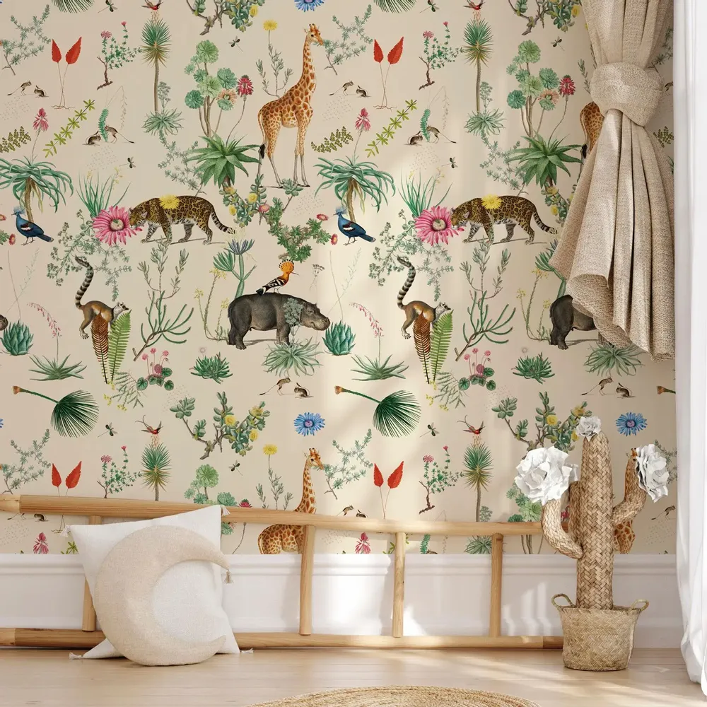 Tapisseries - Papier peint panoramique Bestiaire Botanique Motif - LE PAPIERS DE NINON