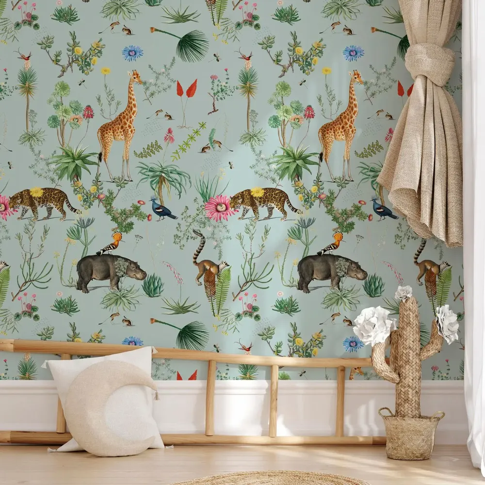 Tapestries - Panoramic Wallpaper Botanical Bestiary Pattern - LE PAPIERS DE NINON