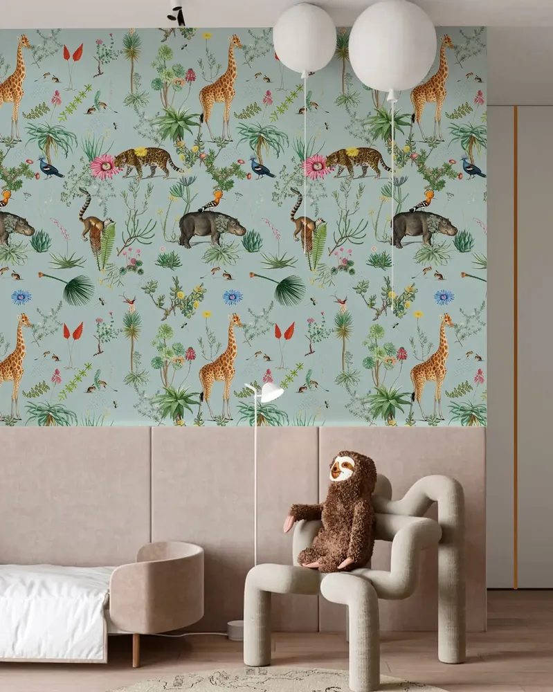 Tapestries - Panoramic Wallpaper Botanical Bestiary Pattern - LE PAPIERS DE NINON