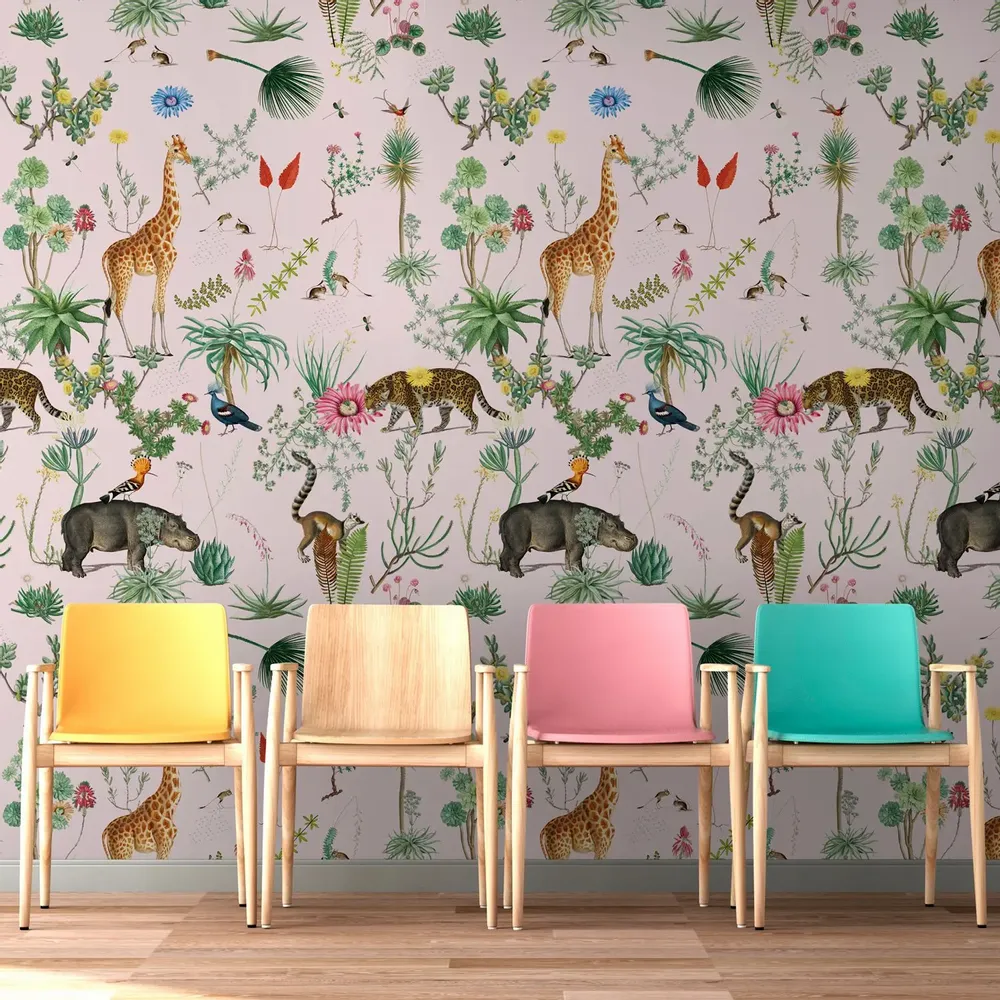 Tapisseries - Papier peint panoramique Bestiaire Botanique Motif - LE PAPIERS DE NINON