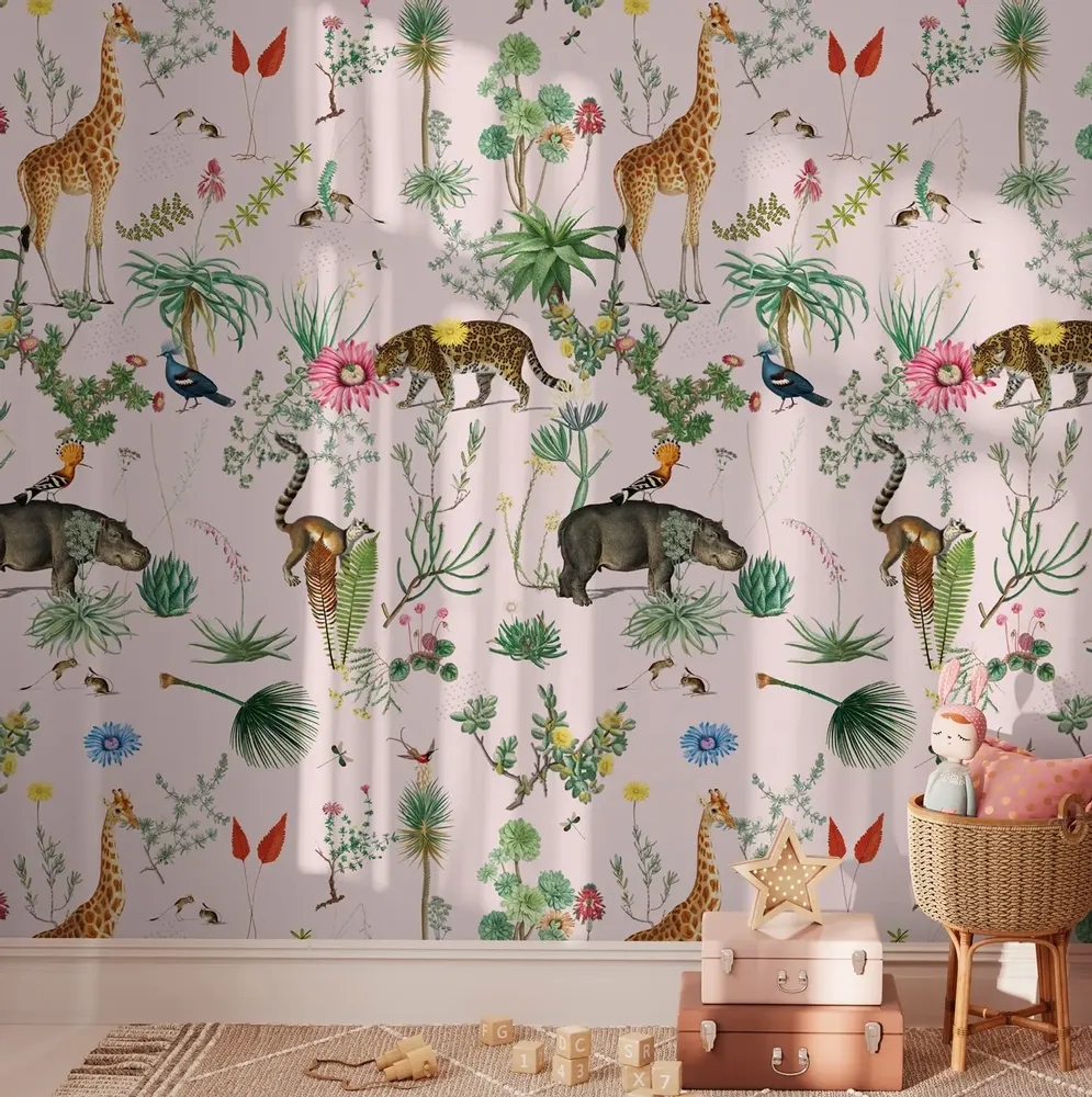 Tapisseries - Papier peint panoramique Bestiaire Botanique Motif - LE PAPIERS DE NINON