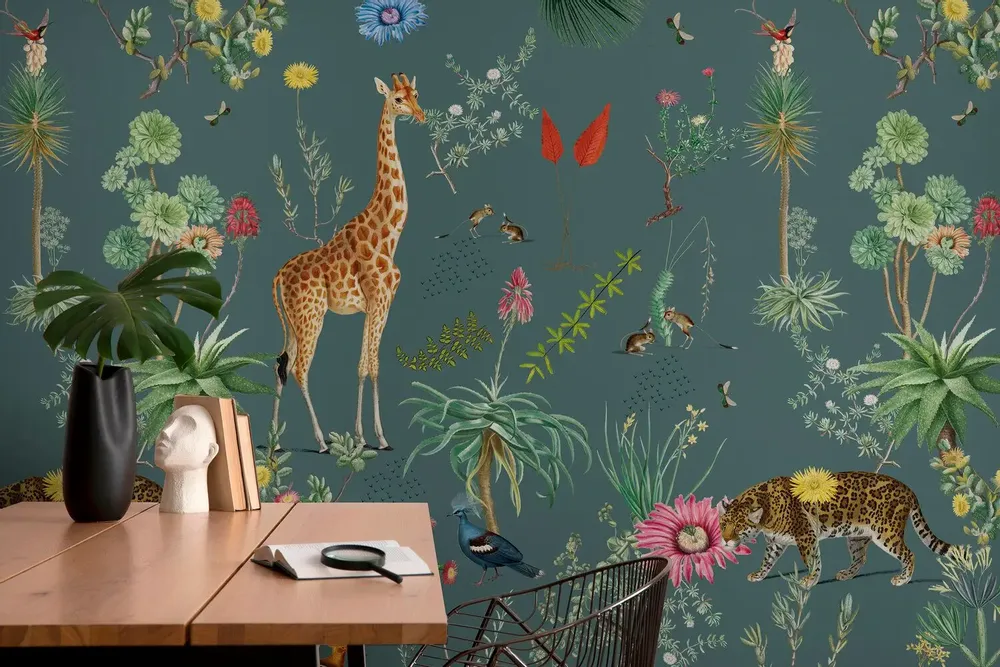 Tapestries - Panoramic Wallpaper Botanical Bestiary Pattern - LE PAPIERS DE NINON