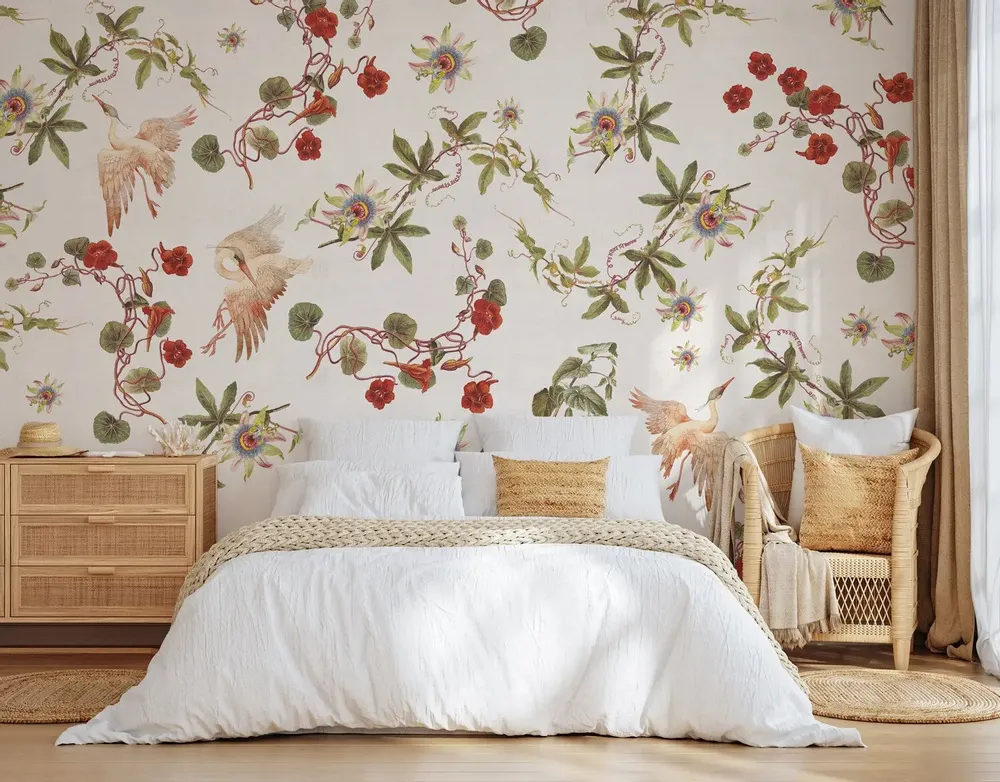 Tapisseries - Papier peint panoramique Herons & Flowers XL - LE PAPIERS DE NINON