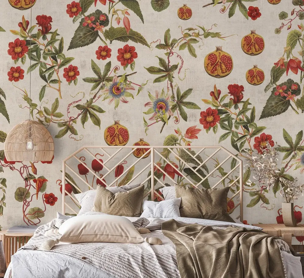 Tapisseries - Papier peint panoramique Grenades & Fleurs - LE PAPIERS DE NINON