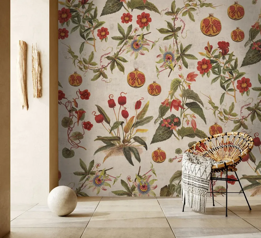 Tapisseries - Papier peint panoramique Grenades & Fleurs - LE PAPIERS DE NINON
