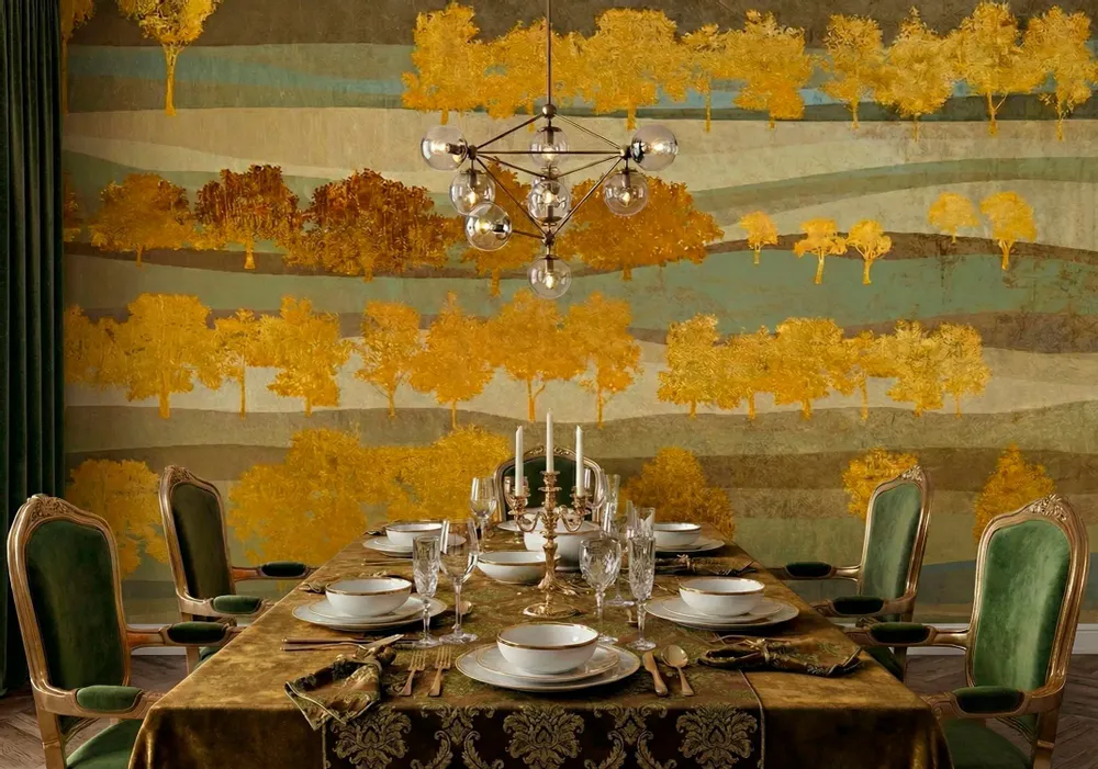 Tapisseries - Papier peint panoramique Vallons dore?s - LE PAPIERS DE NINON