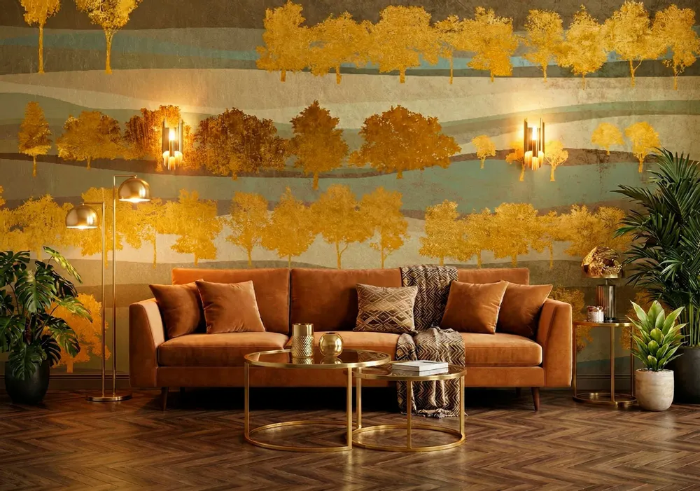 Tapisseries - Papier peint panoramique Vallons dore?s - LE PAPIERS DE NINON