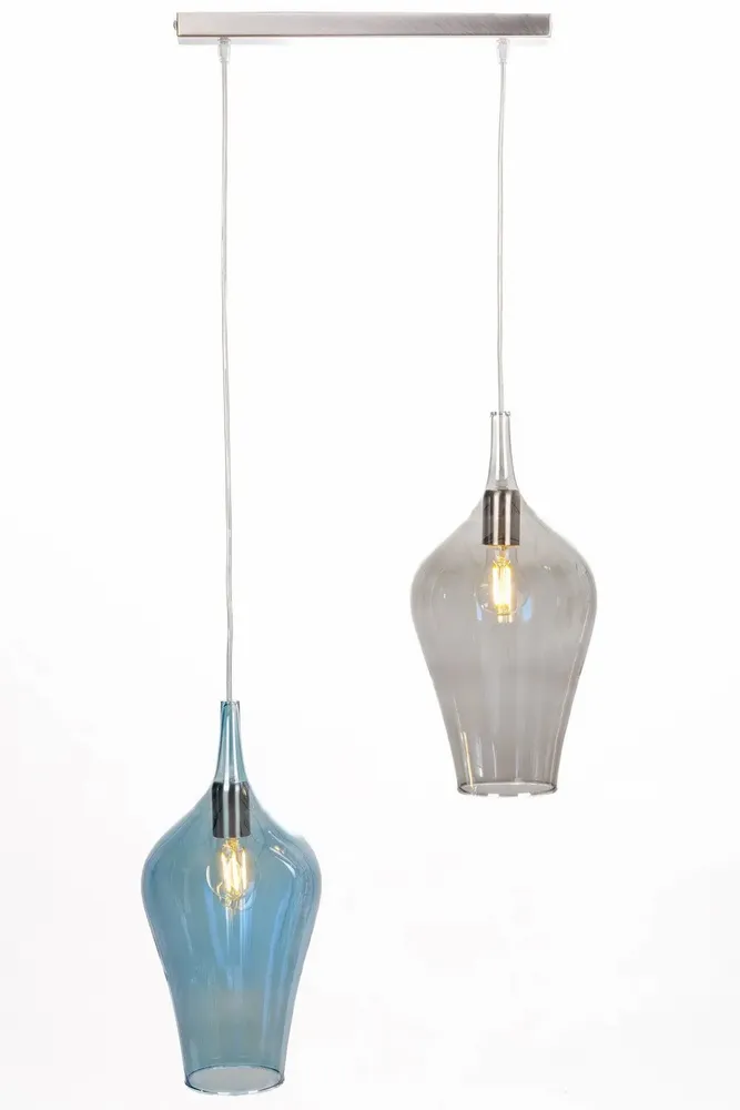 Gifts - HIKARI -Pendant lamp with 2 smooth flute-shaped Pyrex glass lampshades - DEBORACARLUCCI