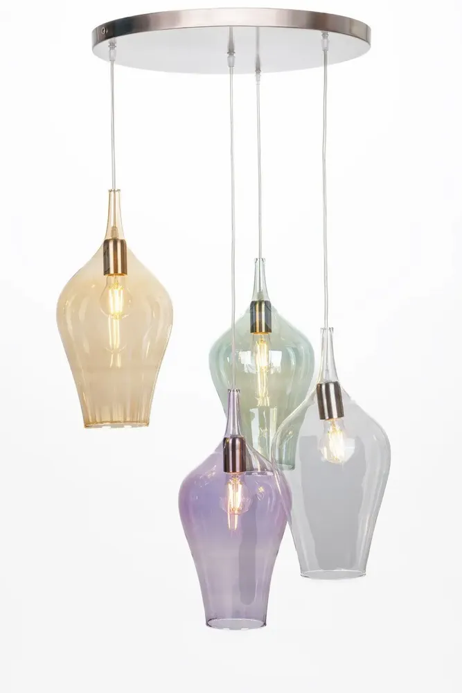 Gifts - HIKARI -Pendant lamp with 4 smooth flute-shaped Pyrex glass lampshades - DEBORACARLUCCI
