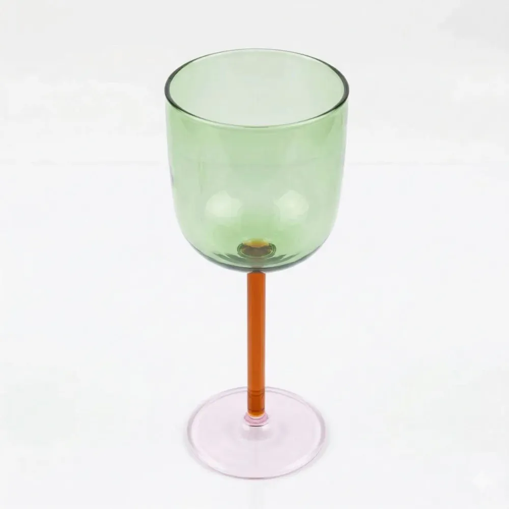Verres à pied - Verre à vin Color Pop, vert, 7,5 x 2,8 pouces - CASA AMAROSA