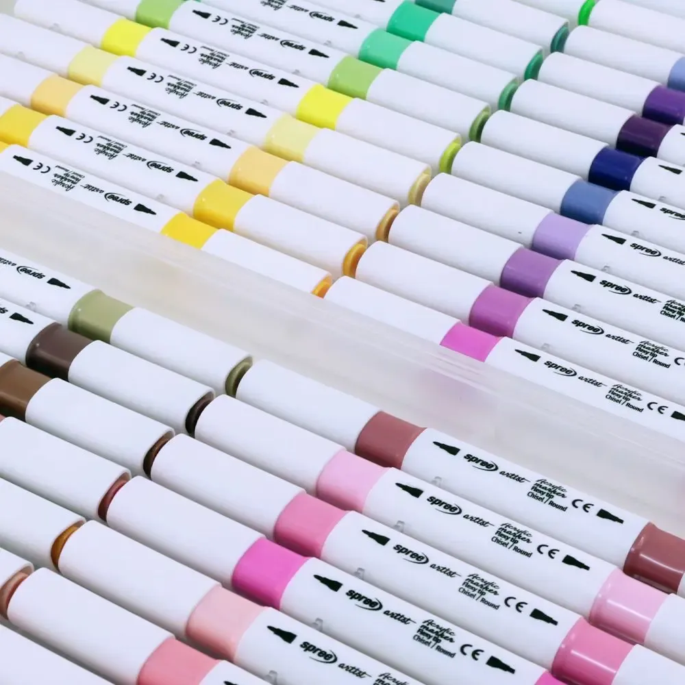 Loisirs créatifs pour enfant - 60 Marqueurs Acryliques à Double Pointe "Flexy-Chisel" - SPREE