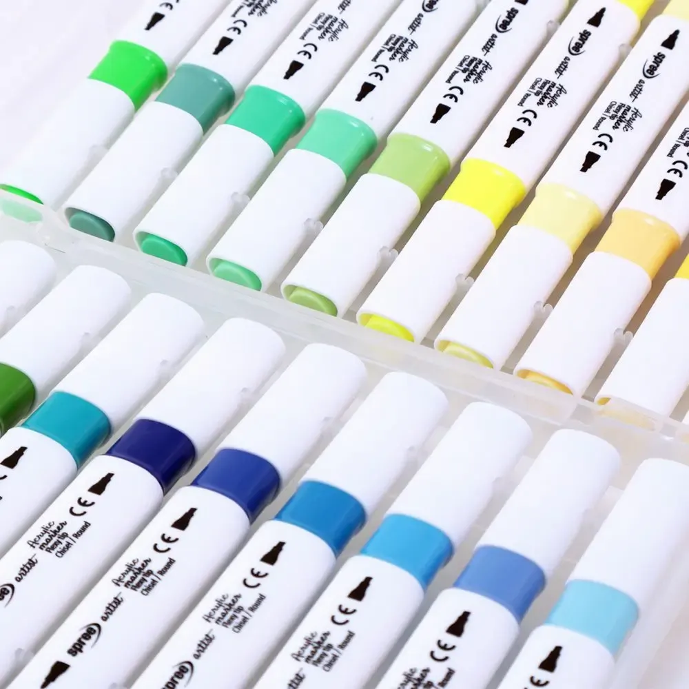 Loisirs créatifs pour enfant - 60 Marqueurs Acryliques à Double Pointe "Flexy-Chisel" - SPREE