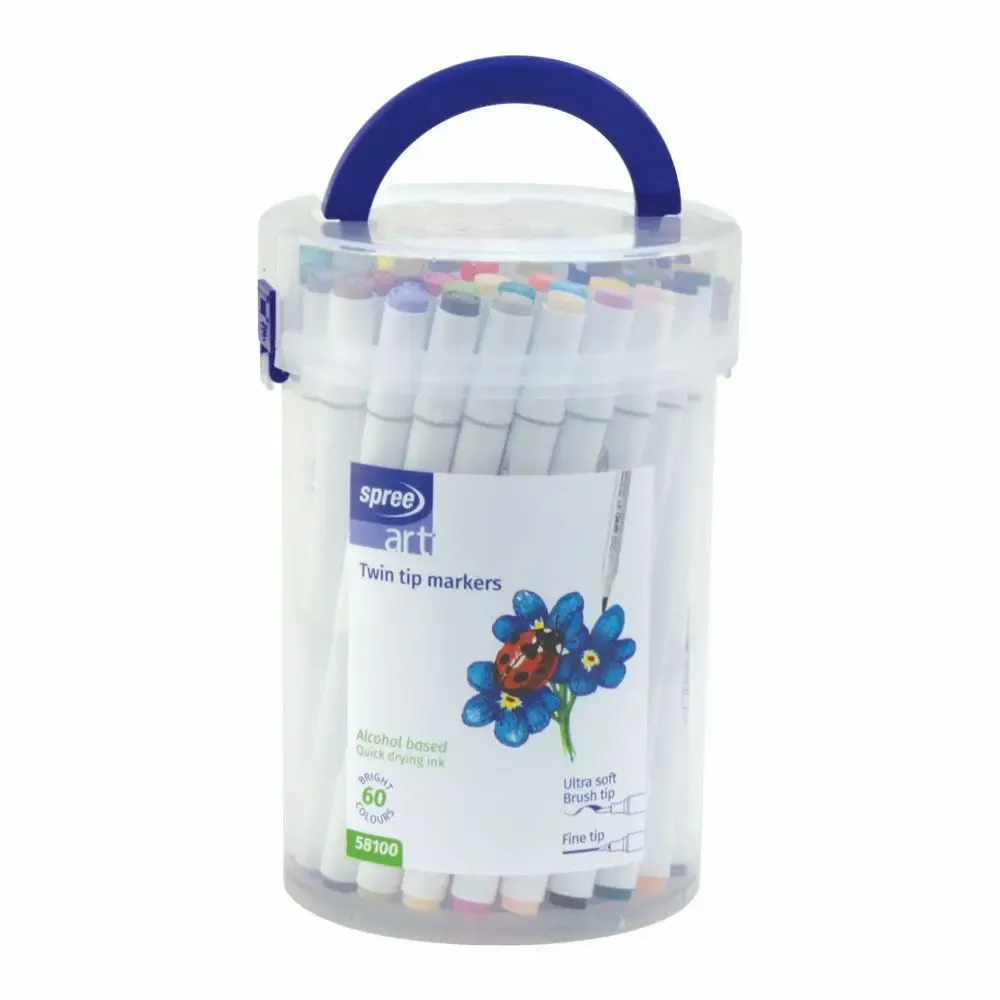 Children's arts and crafts - The Infinite Cylinder: 60 Art Soft Brush & Fine Tip Markers - SPREE