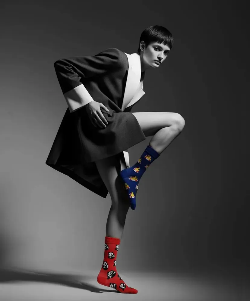 Socks - Organic Cotton Single Crew Sock: BATH DUCK (not pair, only 1 piece) - BJÄSTE