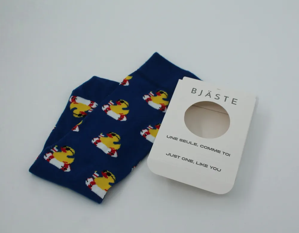 Socks - Organic Cotton Single Crew Sock: BATH DUCK (not pair, only 1 piece) - BJÄSTE