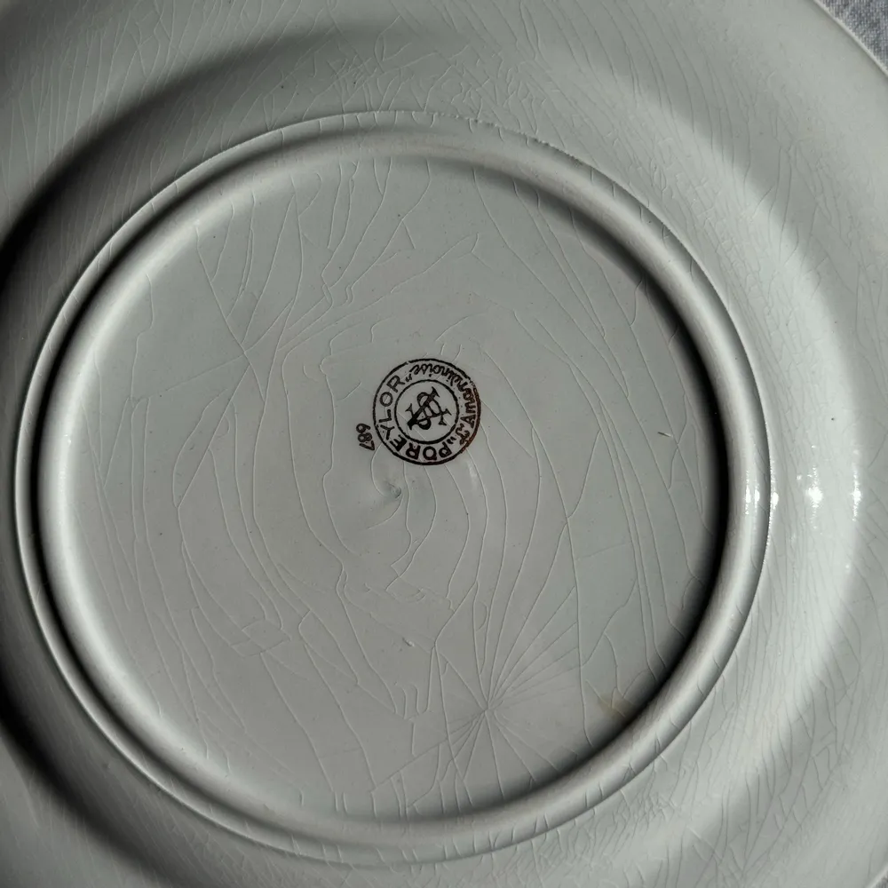 Assiettes au quotidien - Lot de 15 assiettes plates vintage turquoises liseré doré fleurs roses - OFFICE OBJETS