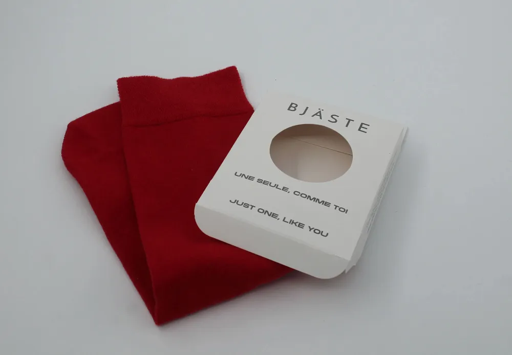 Socks - Bio Cotton Solid Color Single Crew Sock: RED (not pair, only 1 piece) - BJÄSTE