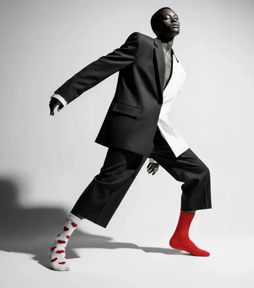 Socks - Bio Cotton Solid Color Single Crew Sock: RED (not pair, only 1 piece) - BJÄSTE