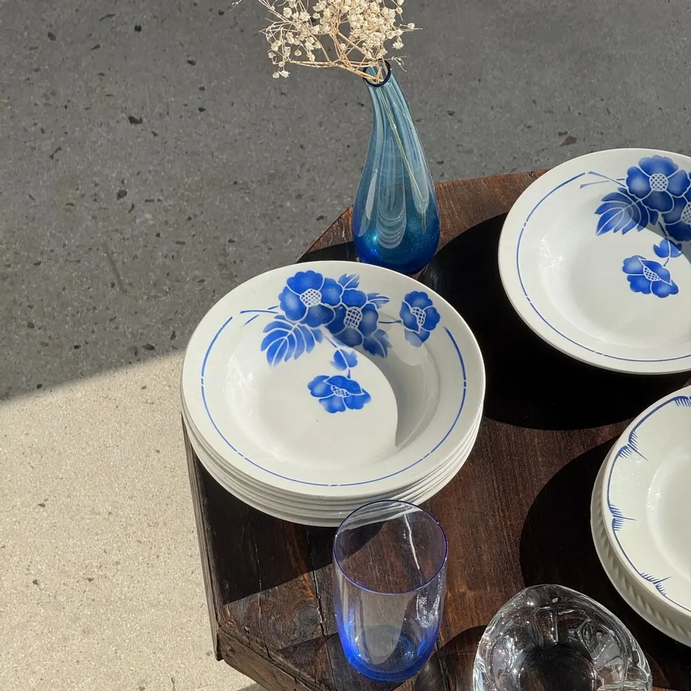 Assiettes au quotidien - Lot de 14 assiettes creuses anciennes Moulin des Loups Hamage - OFFICE OBJETS